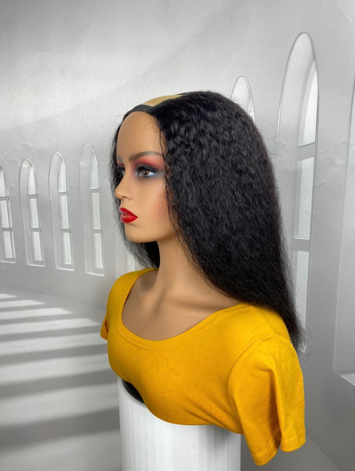 V-Part 14 Inches Kinky straight Human Hair Wig