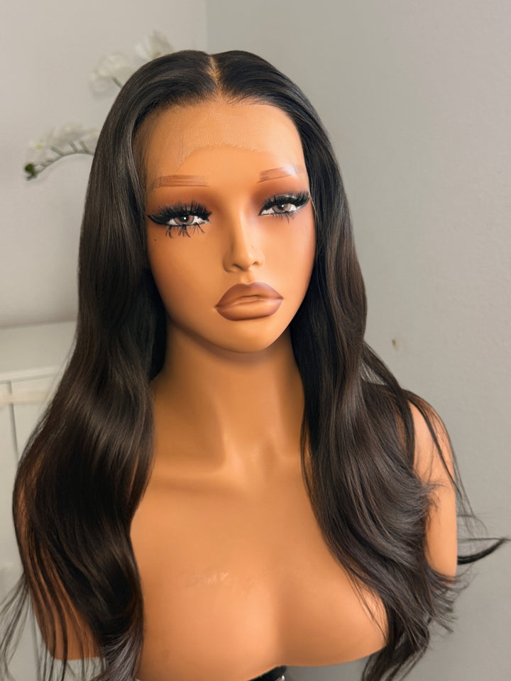 Natural Wave Glueless Lace Front Wig – Pre-Plucked Hairline | 100% Brazilian Virgin Human Hair